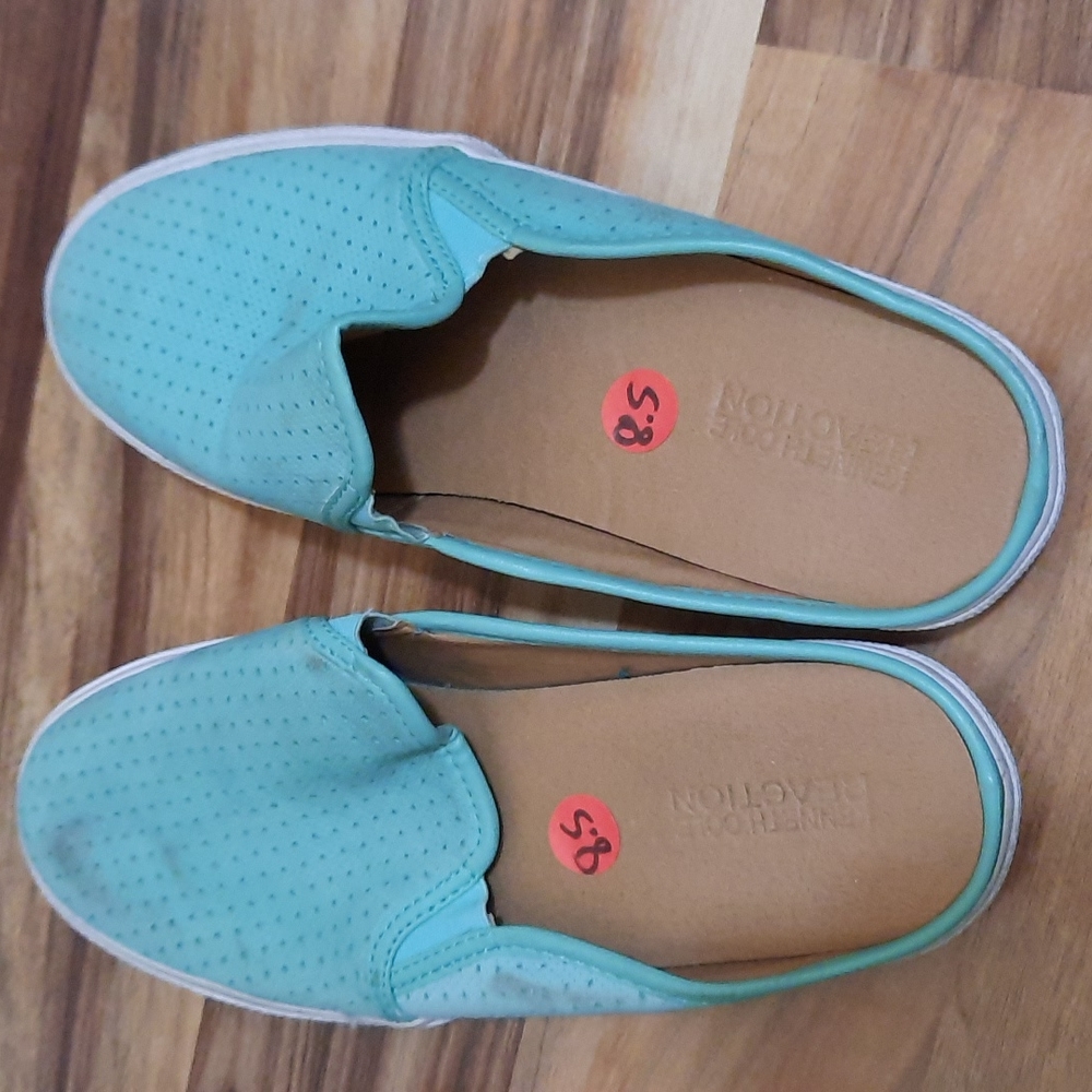 Kenneth Cole Reaction Salt Tayle Blue Leather Mule Slide Shoe Women